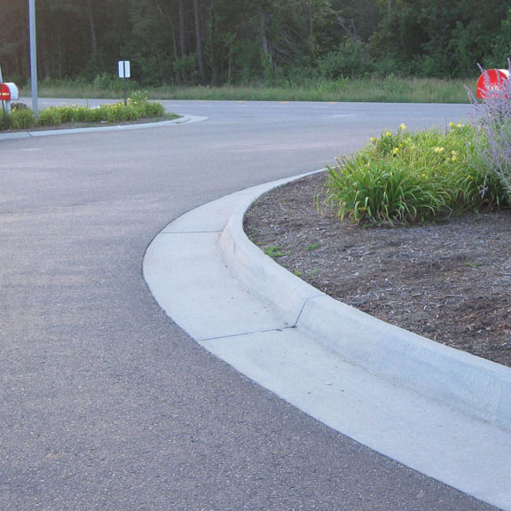 Concrete curb and gutter at Wawa