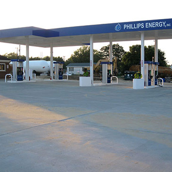Concrete slab parking lot of Phillips Energy