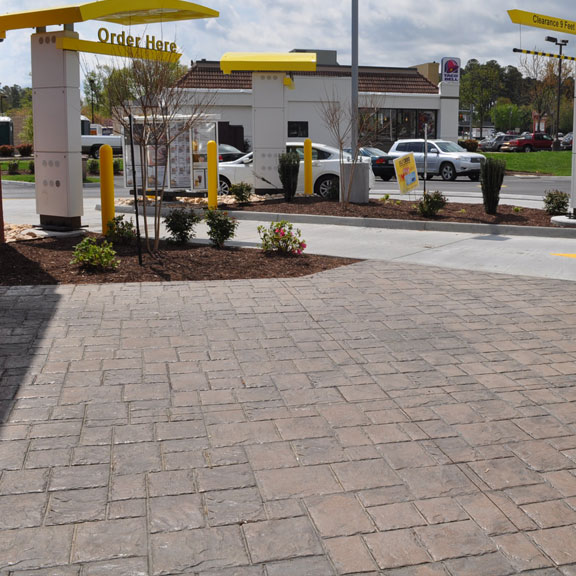 Stamped decorative concrete at McDonald's
