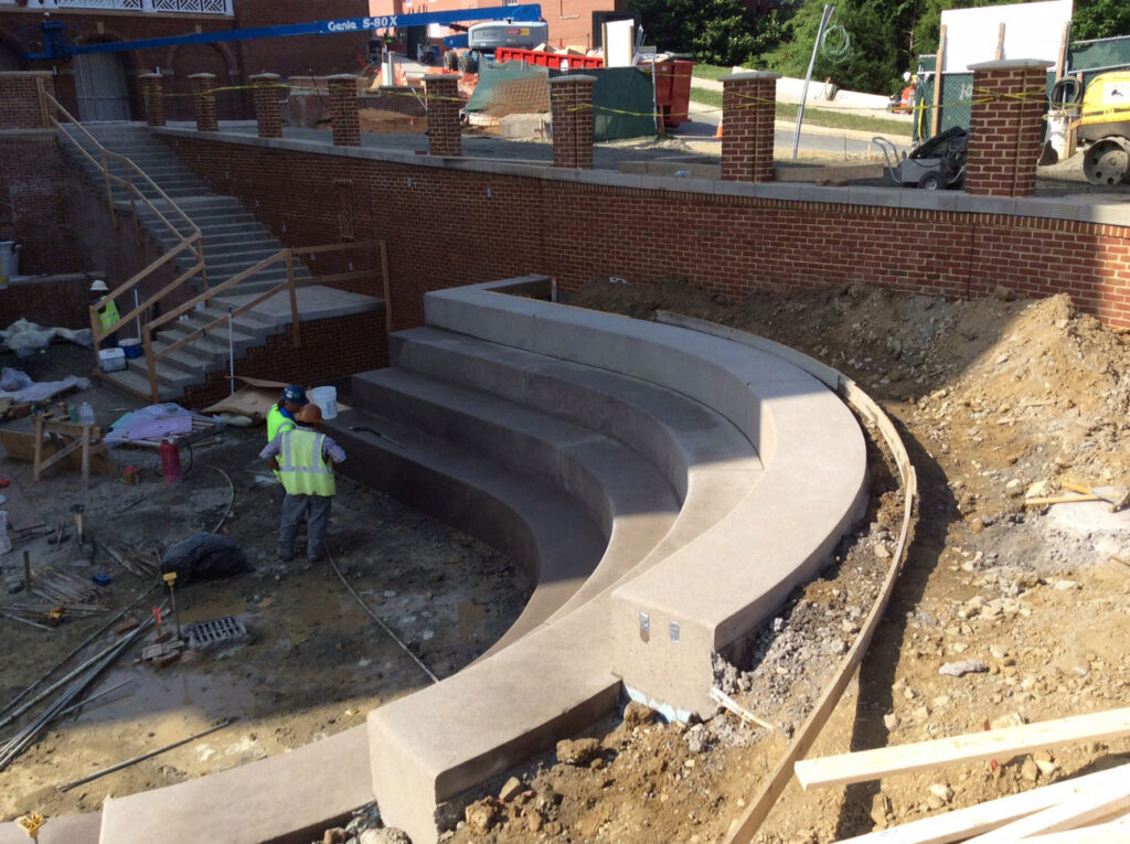 ERC crew creating special radius concrete seating